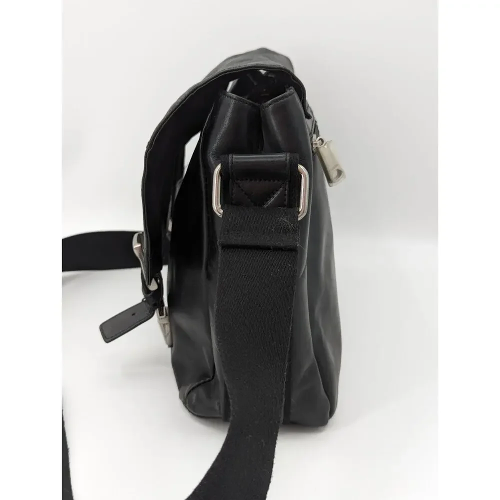 Fossil Vintage Black Leather Briefcase Messenger Computer Laptop Bag